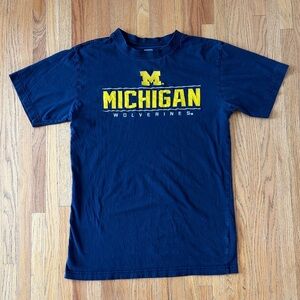Embroidered Navy Michigan Wolverines Tee